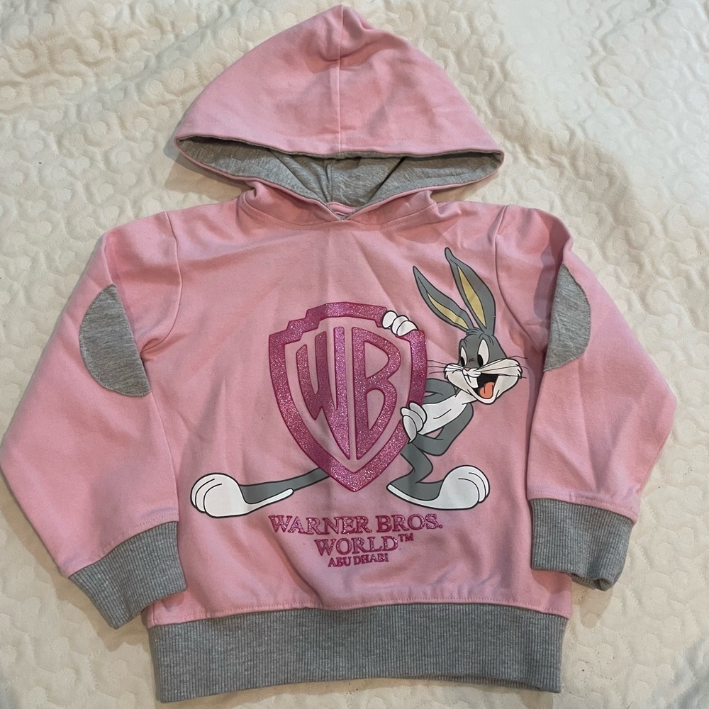 Warner Bros. World Abu Dubai Kids Girl’s Pink Hoodie with Bugs Bunny 2T 3T